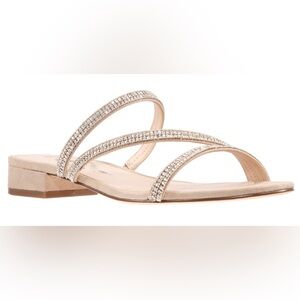 Nina Rhinestone Glitter Sandal Formal Flat